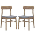 Fabric Upholstered Kitchen Armless Dining Chairs with Rubber Wood Frame Set of 2-Oak