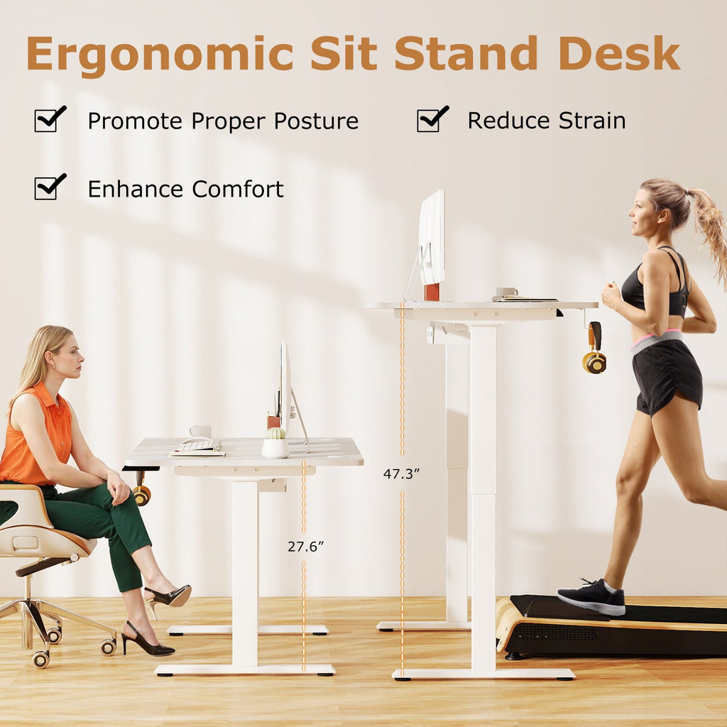 Electric Standing Desk Height Adjustable with 3 Memory Heights White