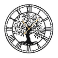 Large Wall Clock 27 Inch Tree of Life Big Metal Wall Clock-Black