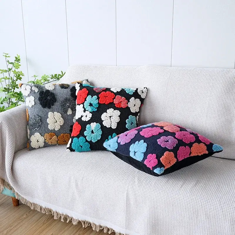 DecorBites™ 3D Floral Jacquard Pillow Case 45x45cm Colorful Home Decor Cushion Cover