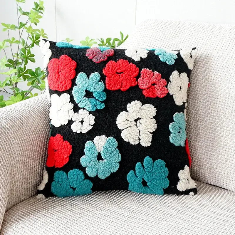 DecorBites™ 3D Floral Jacquard Pillow Case 45x45cm Colorful Home Decor Cushion Cover
