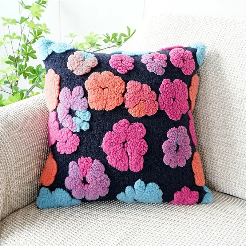 DecorBites™ 3D Floral Jacquard Pillow Case 45x45cm Colorful Home Decor Cushion Cover