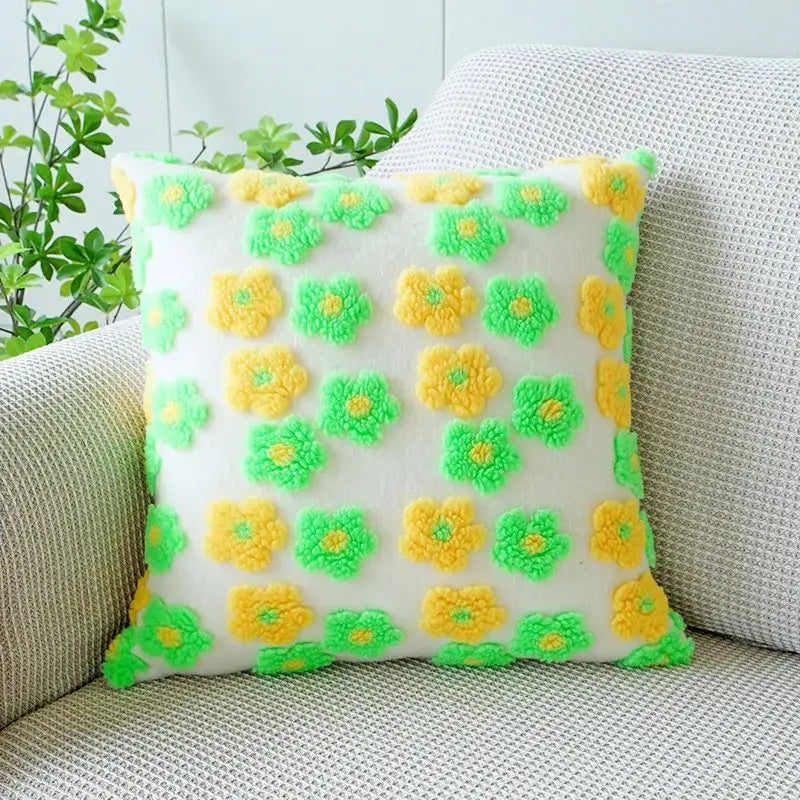 DecorBites™ 3D Floral Jacquard Pillow Case 45x45cm Colorful Home Decor Cushion Cover