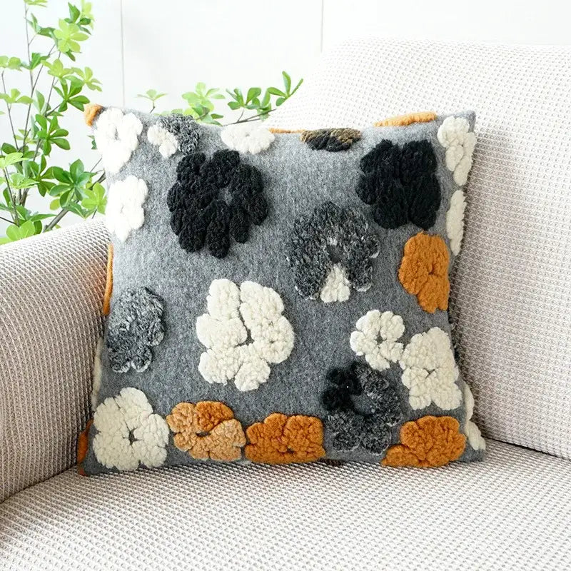 DecorBites™ 3D Floral Jacquard Pillow Case 45x45cm Colorful Home Decor Cushion Cover