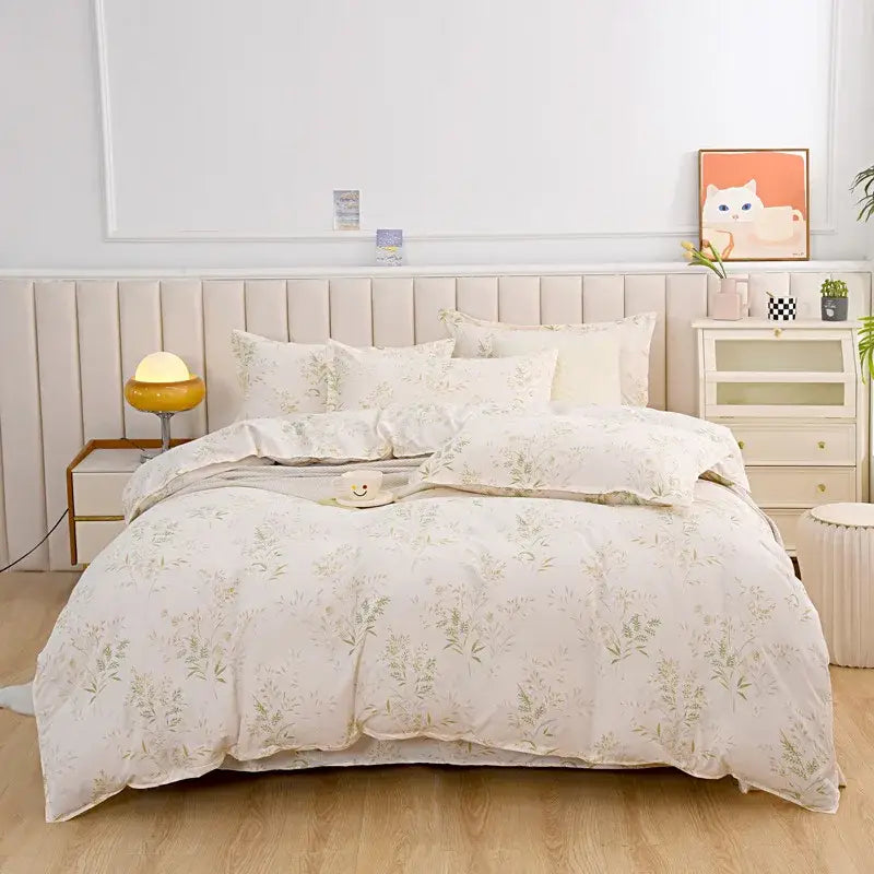 Vibrant floral leaf duvet cover bedding set – bedroom decor