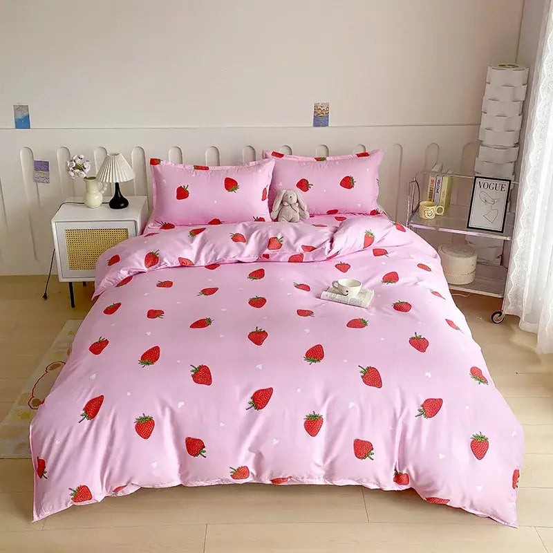 Vibrant floral leaf duvet cover bedding set – bedroom decor