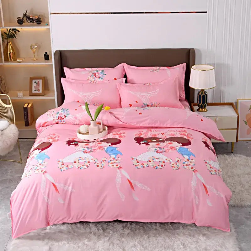 Vibrant floral leaf duvet cover bedding set – bedroom decor