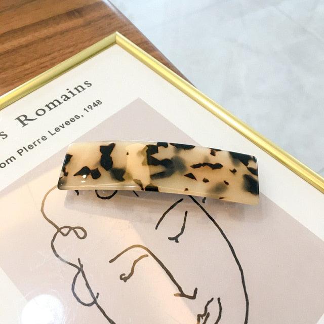 Vintage Acetate Rectangle Hairpins Hair Clips Solid Color Marble Print Side Clips Women Barrettes Hairgrips Gorgeous Hair Accessories For Women