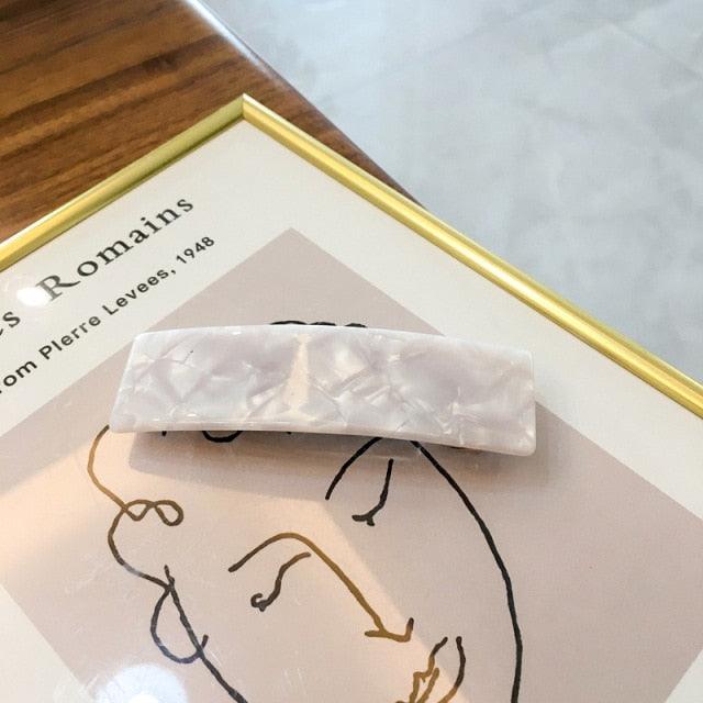 Vintage Acetate Rectangle Hairpins Hair Clips Solid Color Marble Print Side Clips Women Barrettes Hairgrips Gorgeous Hair Accessories For Women