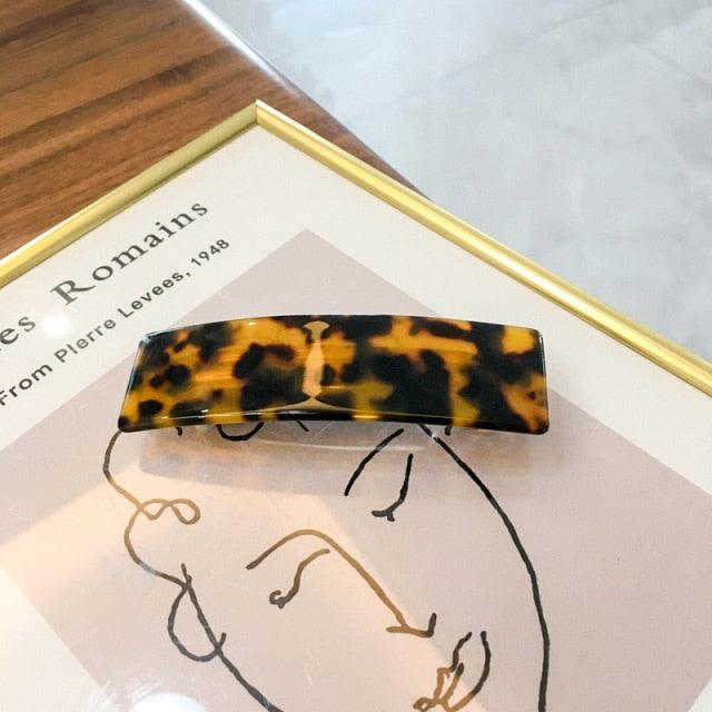 Vintage Acetate Rectangle Hairpins Hair Clips Solid Color Marble Print Side Clips Women Barrettes Hairgrips Gorgeous Hair Accessories For Women