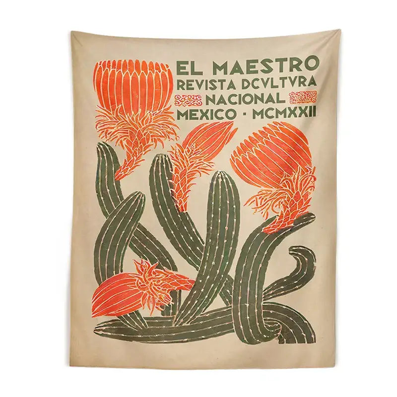 DecorBites™ Cactus Tapestry Wall Hanging Floral Hippie Bohemian Psychedelic Home Decor Print