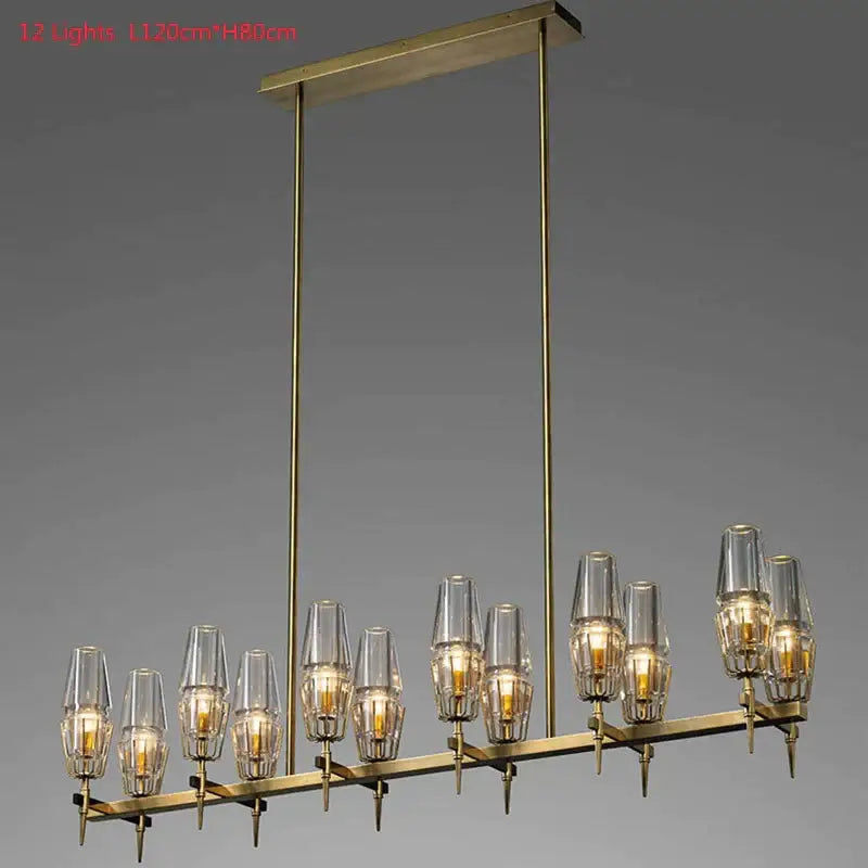 Vintage brass ana chandelier dining room glass pendant light
