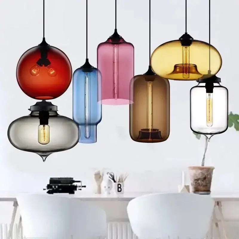 Vintage colorful glass chandelier light for living room