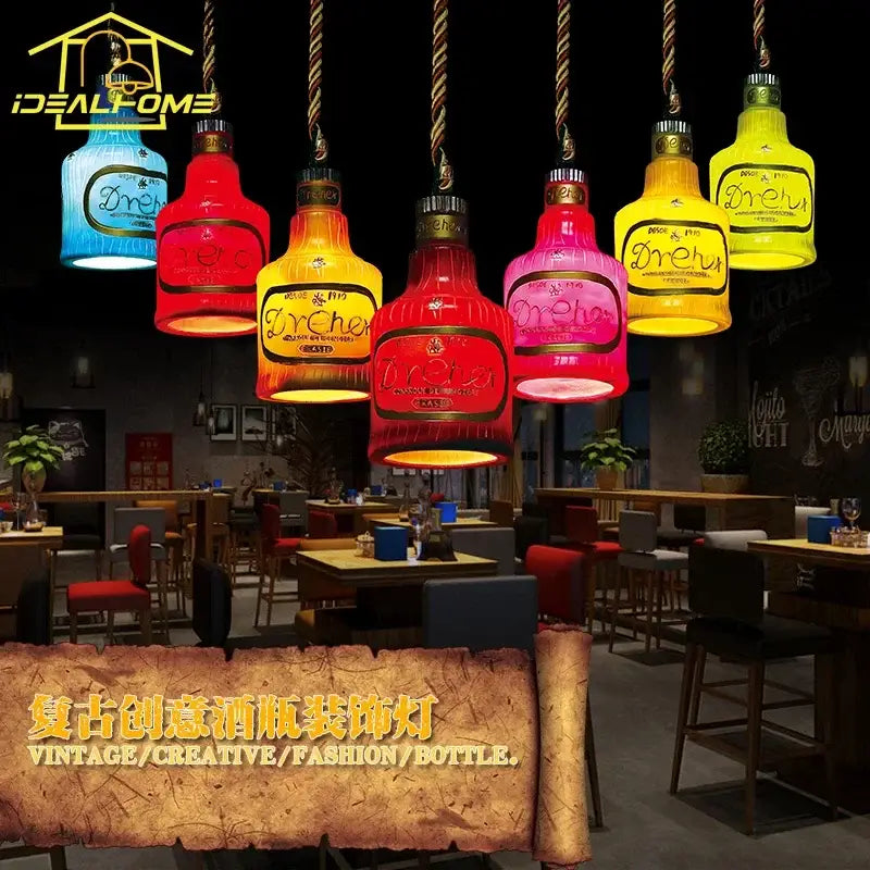 Vintage dreher glass bottle pendant lights kitchen island decor