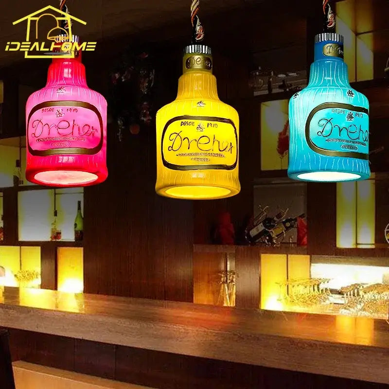 Vintage dreher glass bottle pendant lights kitchen island decor