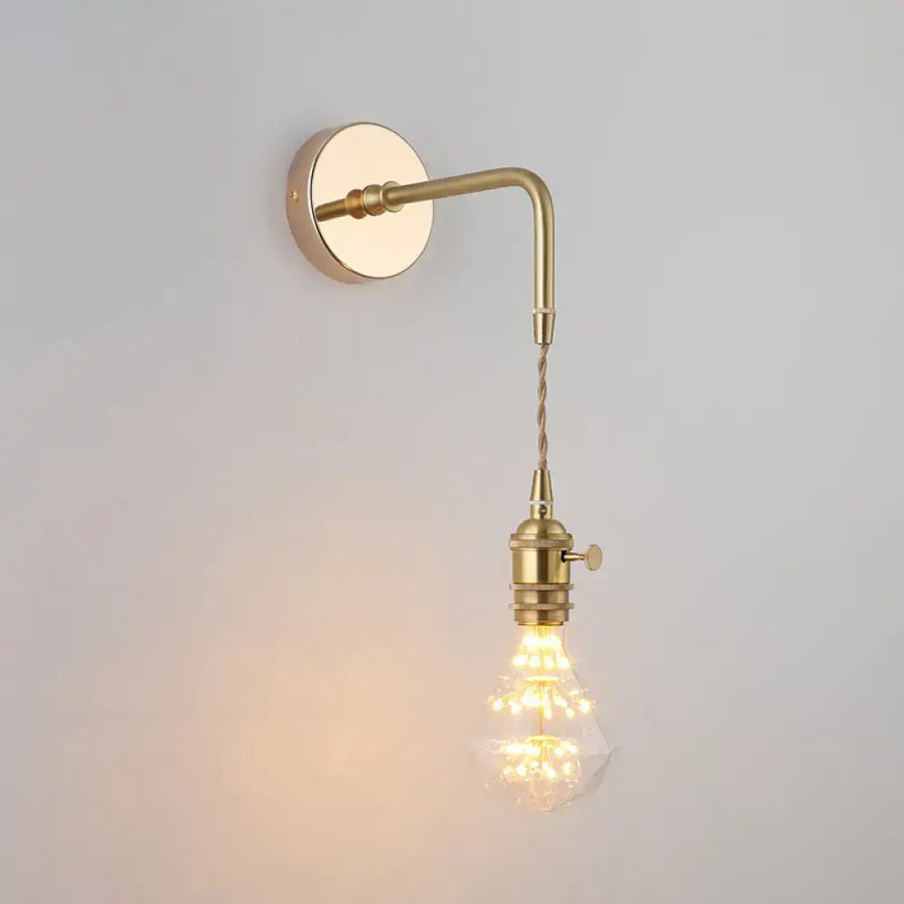 DecorBites™ Vintage Single-Bulb Bedside Wall Mounted Lamp in Gold - Shaded Glass Wall Light Fixture