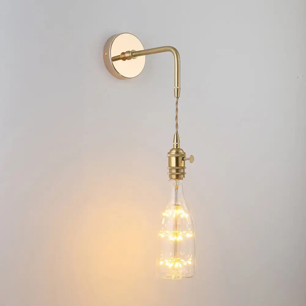 DecorBites™ Vintage Single-Bulb Bedside Wall Mounted Lamp in Gold - Shaded Glass Wall Light Fixture