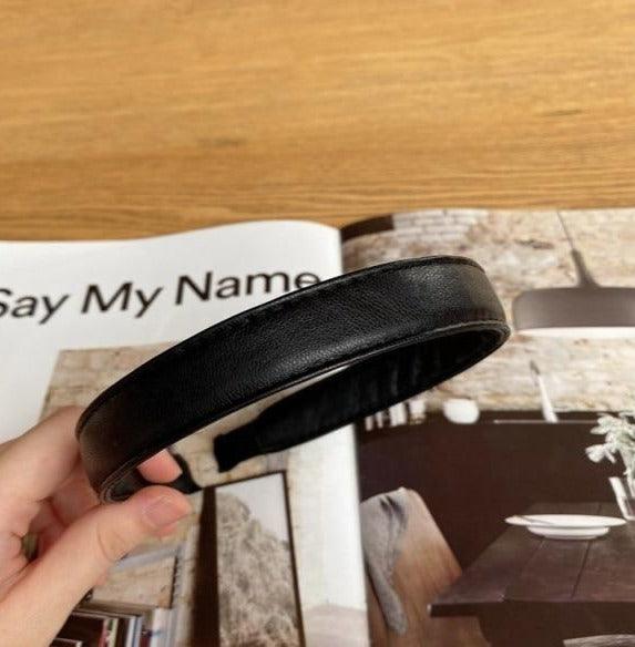 Vintage PU Leather Headband Hairbands Solid Headwear for Women Girls Fashion Hair Band Chic Hair Hoop Gorgeous Hair Accessories For Women