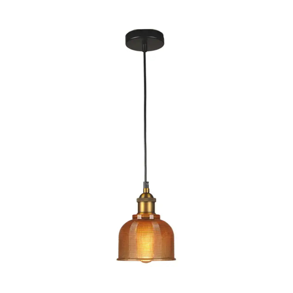 Vintage red blue & amber glass pendant light dining room fixture