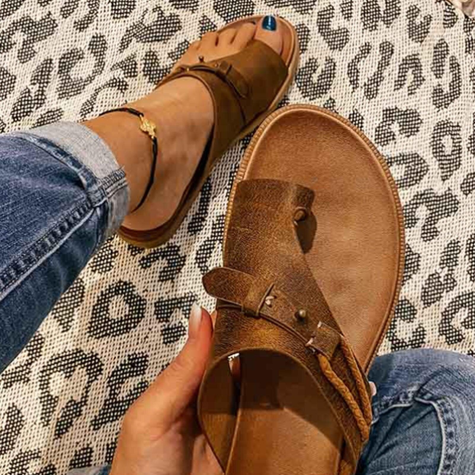 Vintage Summer Beach Outdoor Sandals For Women Casual Beach Sandals Open-Toe Platform Shoes Luxury Style Anti-slip Slippers Comfortable Arch Support Thong Sandals Lightweight Footwear