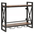 Wall Mounted Wine Rack with 2-Tier Shelves and 3 Glass Holders