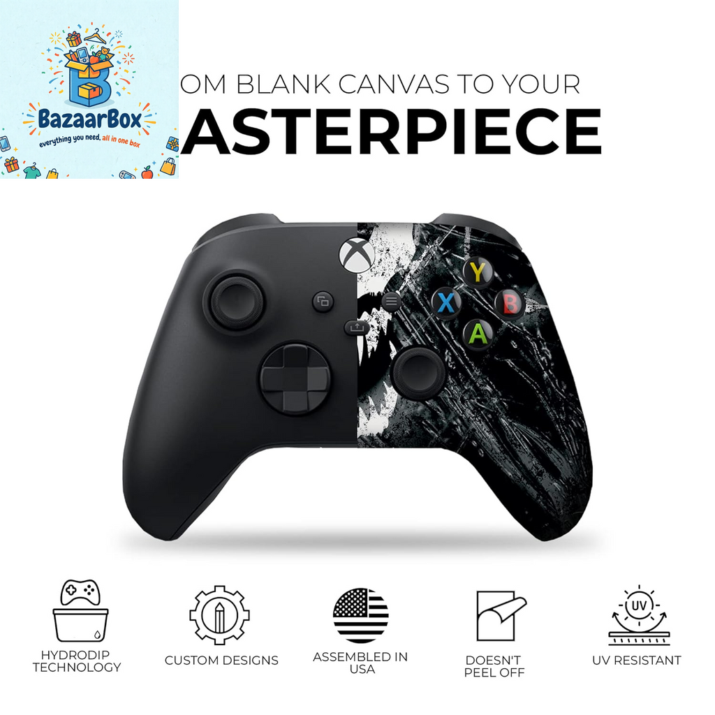 Vennom Custom X-Box Controller Wireless Compatible with X-Box One/X-Box Series X/S Proudly Customized in USA with Permanent HYDRO-DIP Printing (NOT JUST a SKIN)