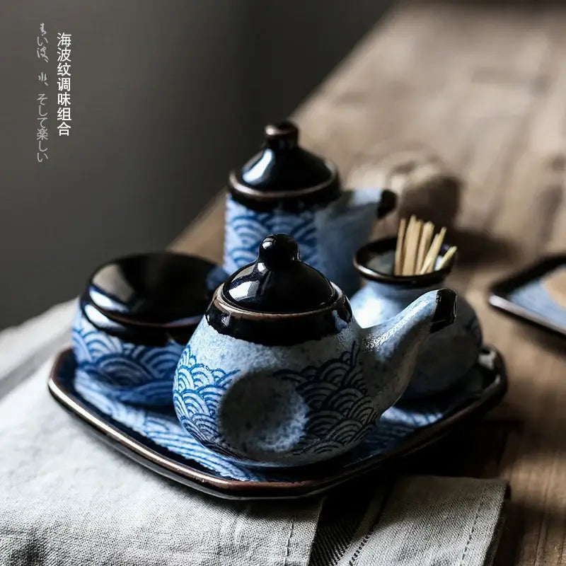 DecorBites™ Blue Ceramics Kitchen Seasoning Set