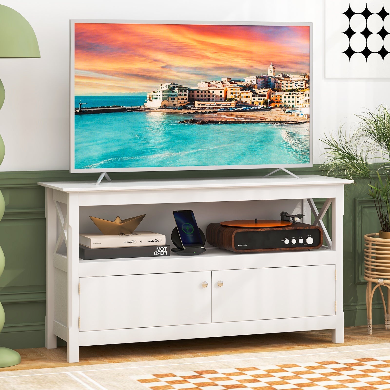 44 Inch Wooden Storage Cabinet TV Stand