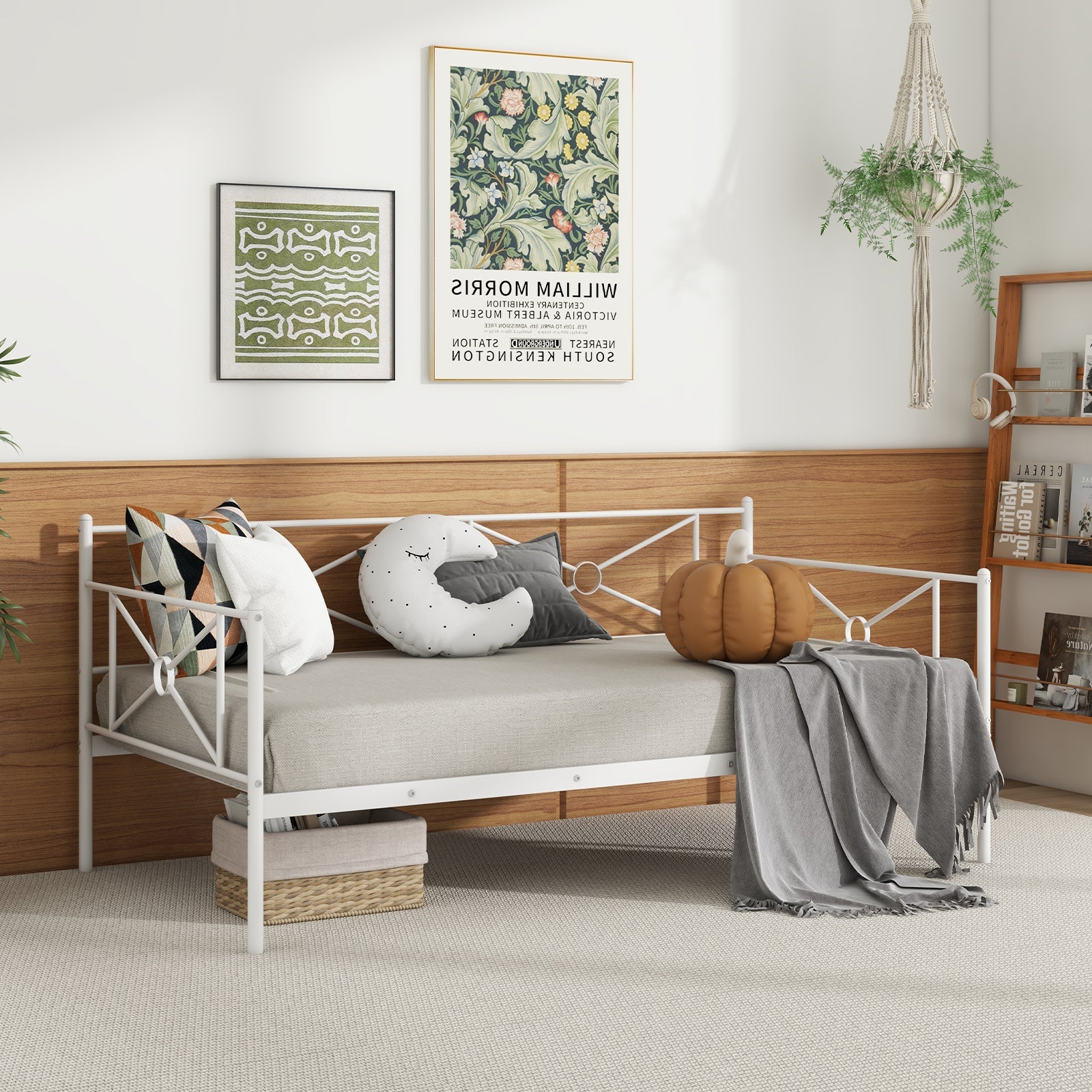 Metal Daybed Twin Bed Frame Stable Steel Slats Sofa Bed