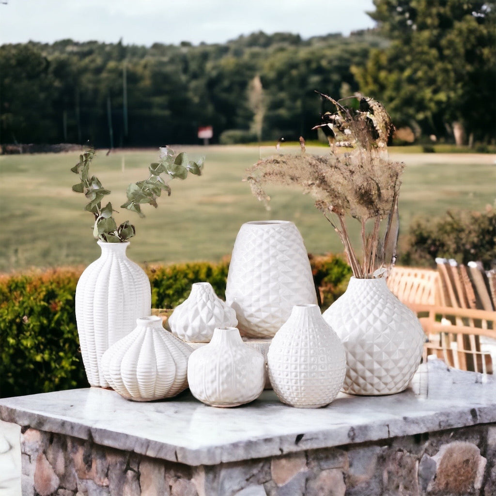 Whitney Ceramic Vases White Artisan Decorative Vase Set Or Single For Mantel