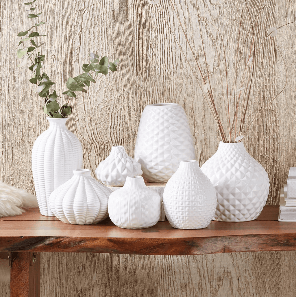 Whitney Ceramic Vases White Artisan Decorative Vase Set Or Single For Mantel