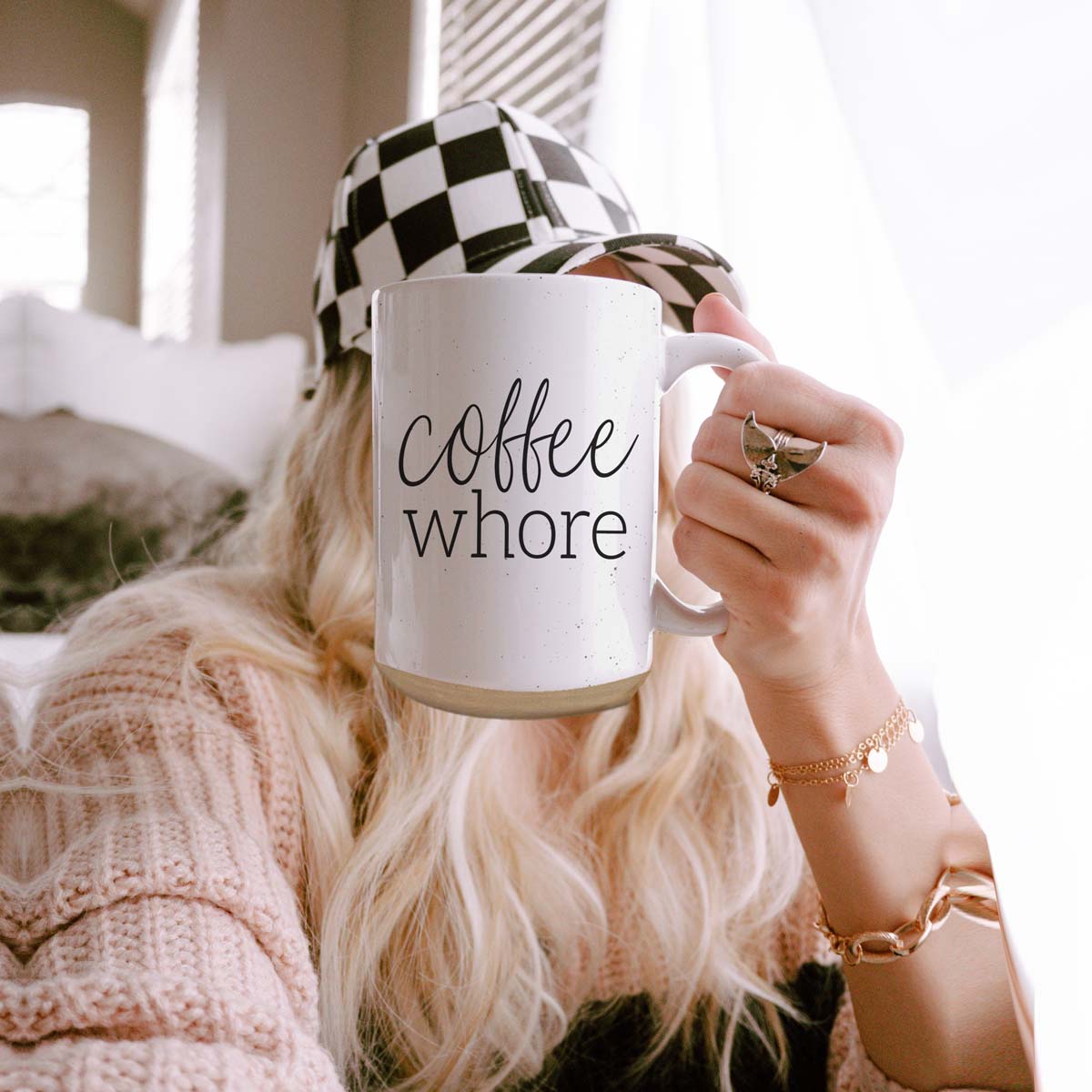 Coffee Whore 16oz Ceramic Coffee Mug - Large Funny Sass Morning Gift