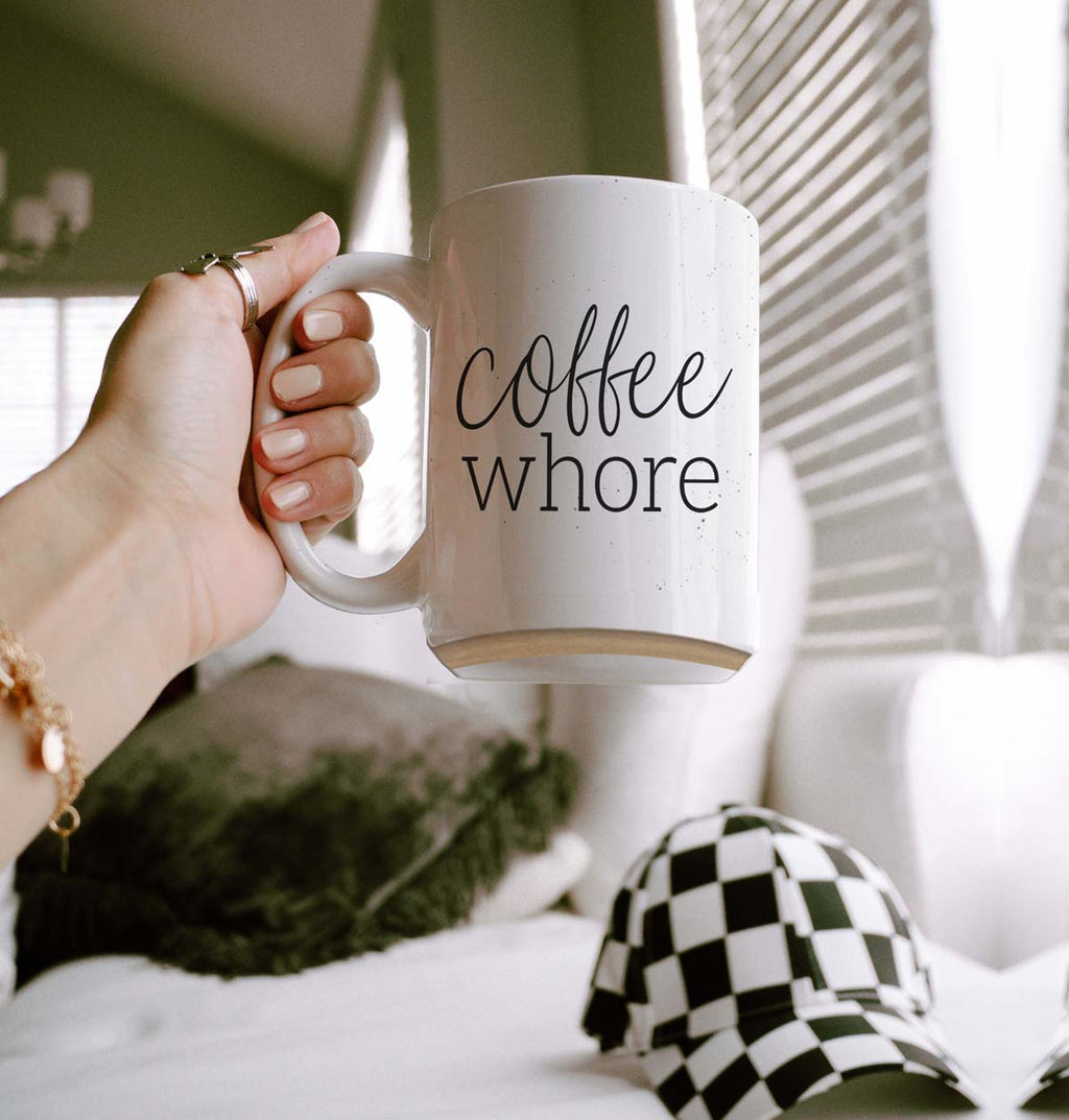 Coffee Whore 16oz Ceramic Coffee Mug - Large Funny Sass Morning Gift