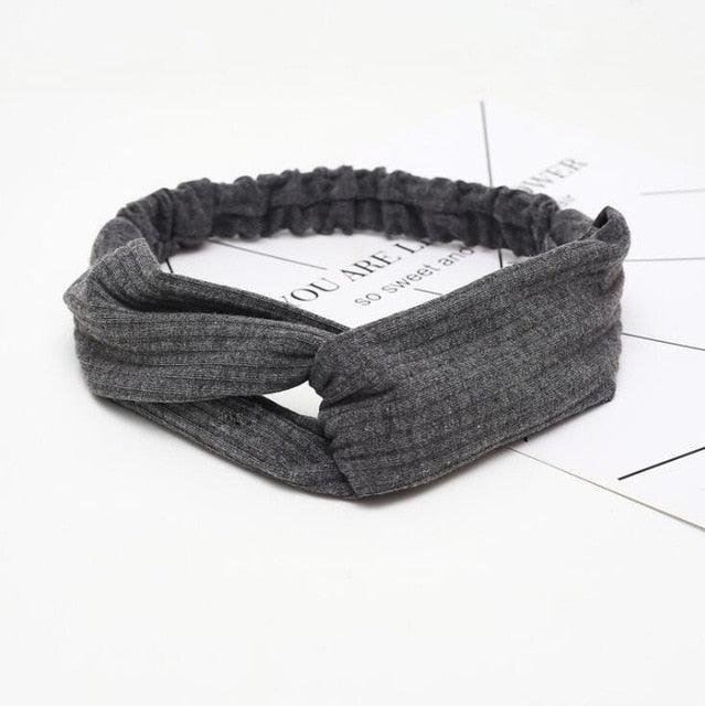 Women Girls Solid Color Hair Bands Knitted Cotton Headbands Vintage Cross Turban Bandage Bandanas HairBands Hair Accessories