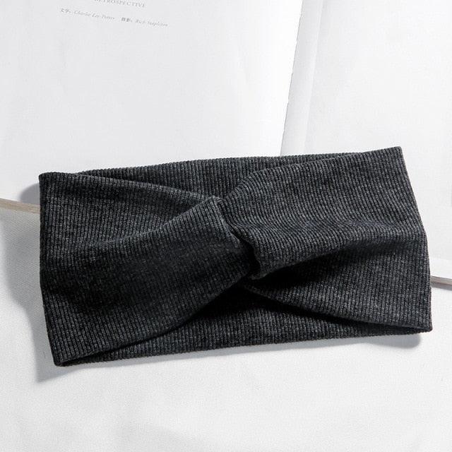 Women Girls Solid Color Hair Bands Knitted Cotton Headbands Vintage Cross Turban Bandage Bandanas HairBands Hair Accessories