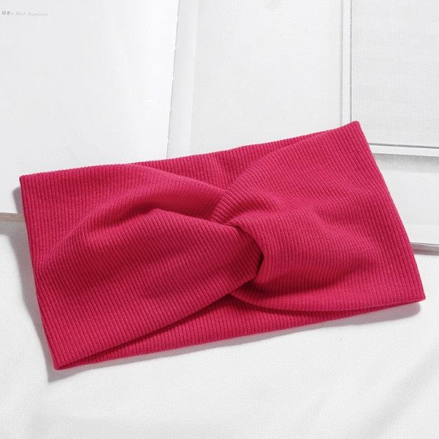Women Girls Solid Color Hair Bands Knitted Cotton Headbands Vintage Cross Turban Bandage Bandanas HairBands Hair Accessories