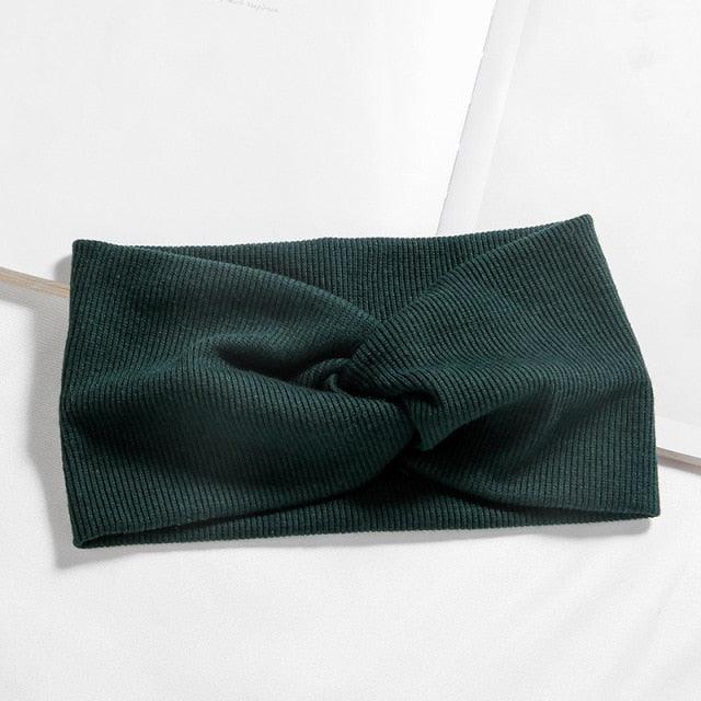 Women Girls Solid Color Hair Bands Knitted Cotton Headbands Vintage Cross Turban Bandage Bandanas HairBands Hair Accessories