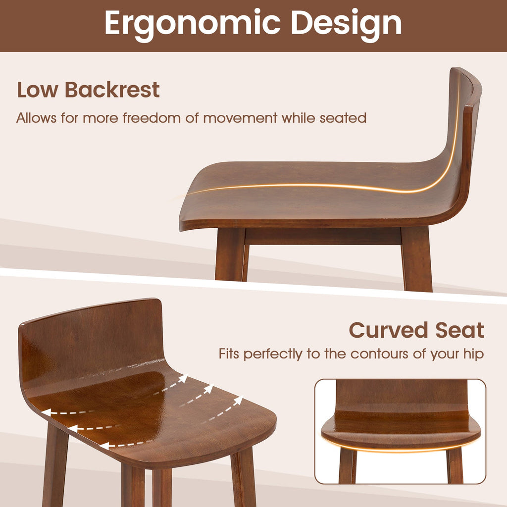 Wood Dining Chair Set of 2 Farmhouse Kitchen Dining Room Chairs Mid-Century Modern Armless Side Chairs-Brown
