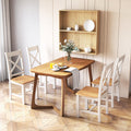 Wooden Dining Chairs Set of 2 with High Back and Rubber Wood Frame-Natural