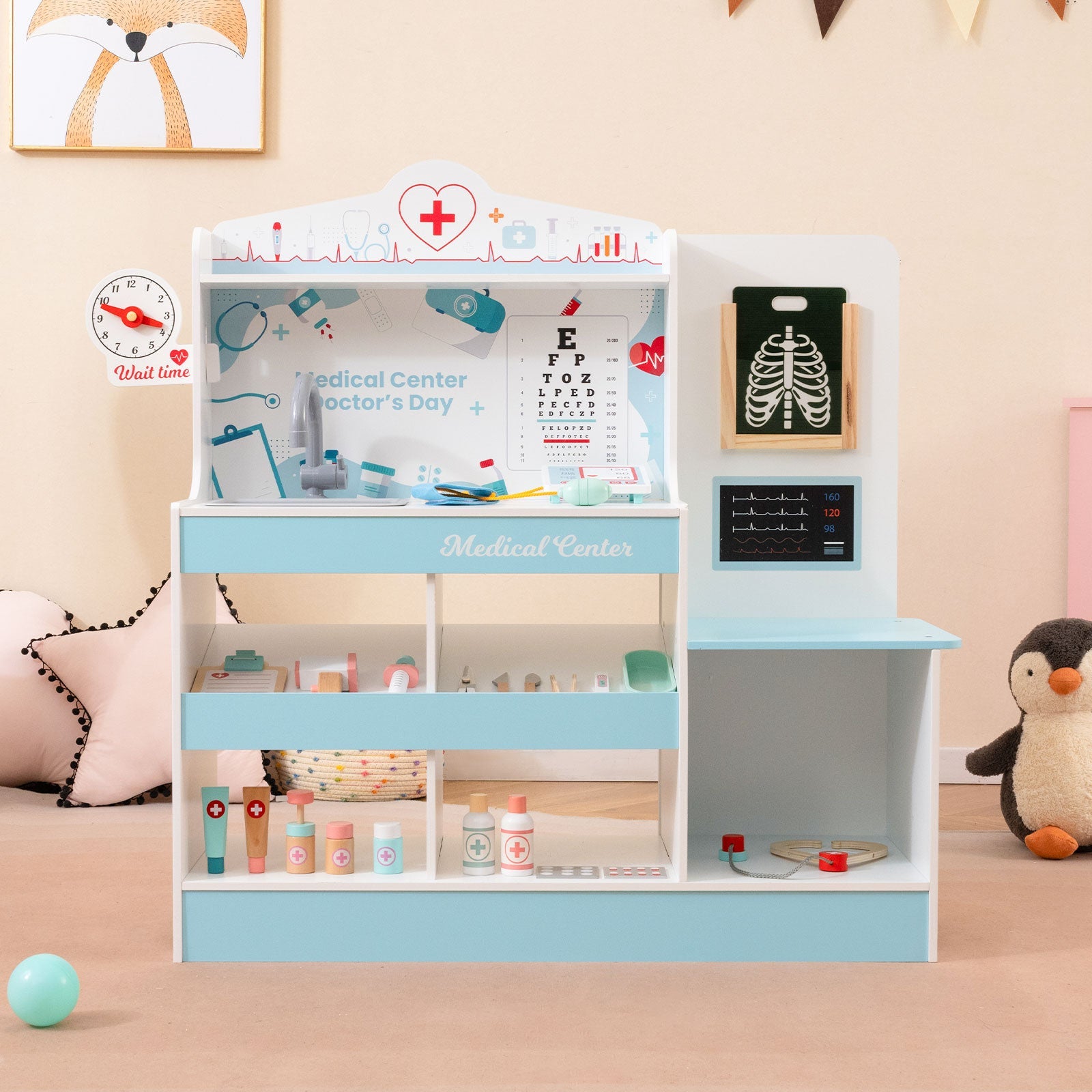 Wooden Doctor Playset with Stethoscope for Toddlers over 3 Years Old