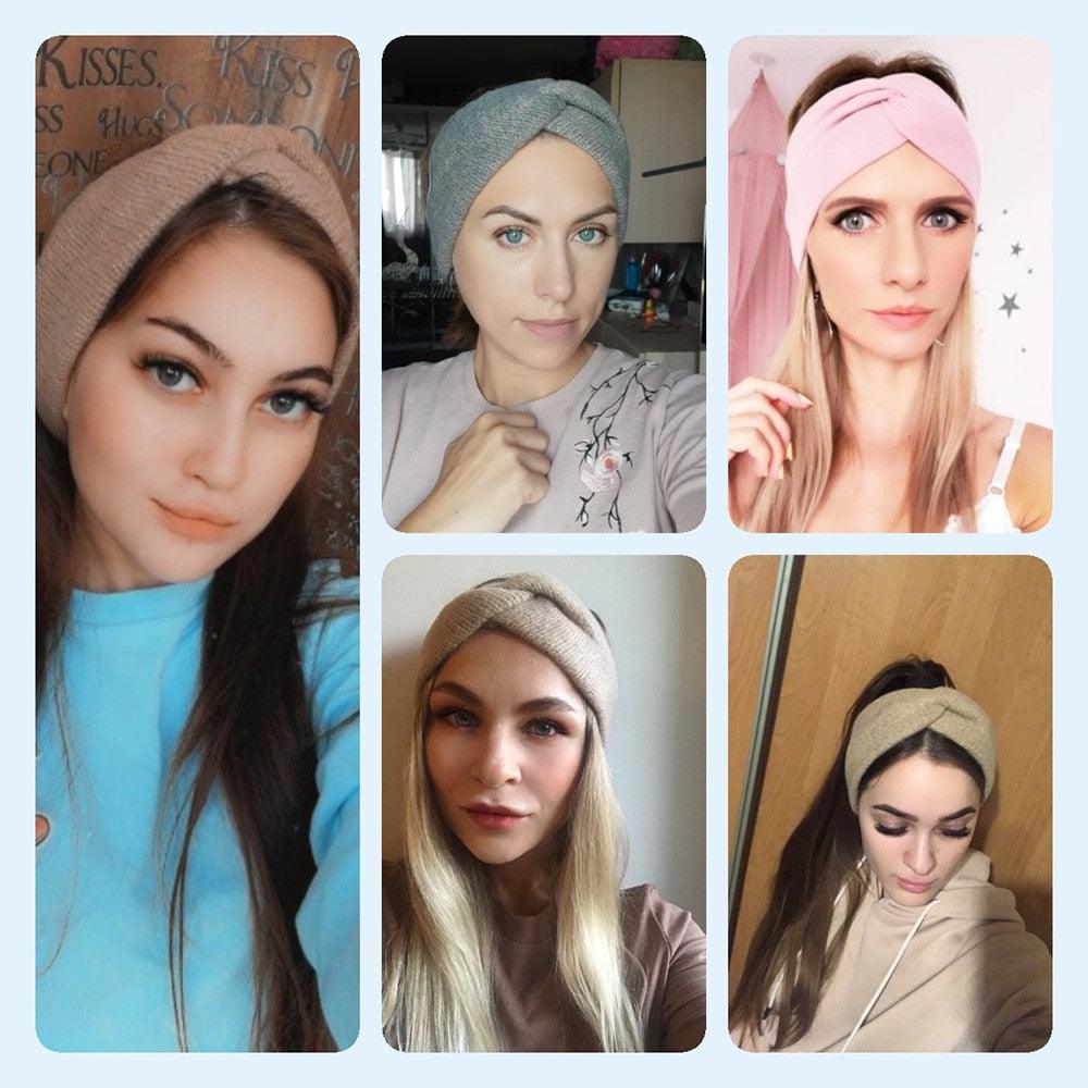 Woolen Cross Cross Top Knot Elastic Hair Bands for Women Soft Solid Color Turban Headbands Women Girls Gorgeous Hair Accessories For Women