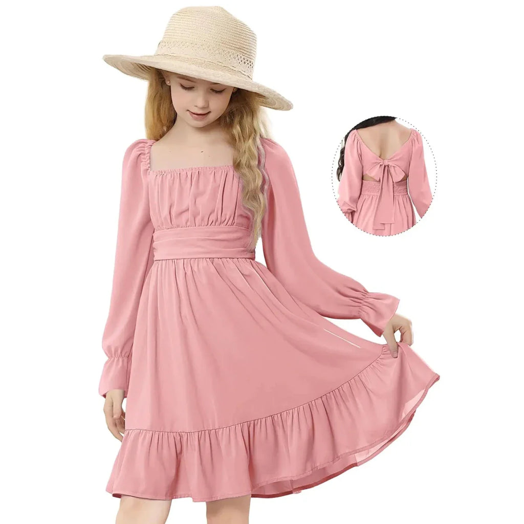 Zando Pink Off-Shoulder Girls' Dress for All Occasions 10-11 Years L