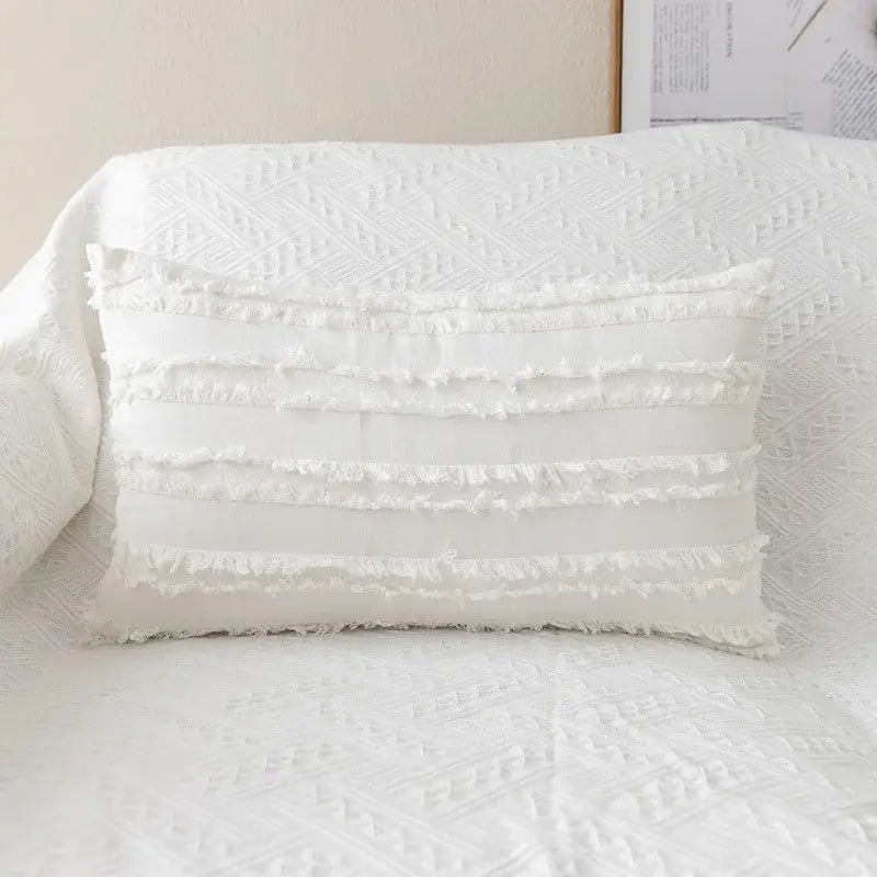 Yellow and cream daisy floral embroidery pillow cover living room