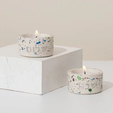 Handcrafted Terrazzo Candle Holder for Shabbat